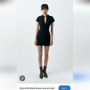 Zara Black Mini Dress with V-Neck